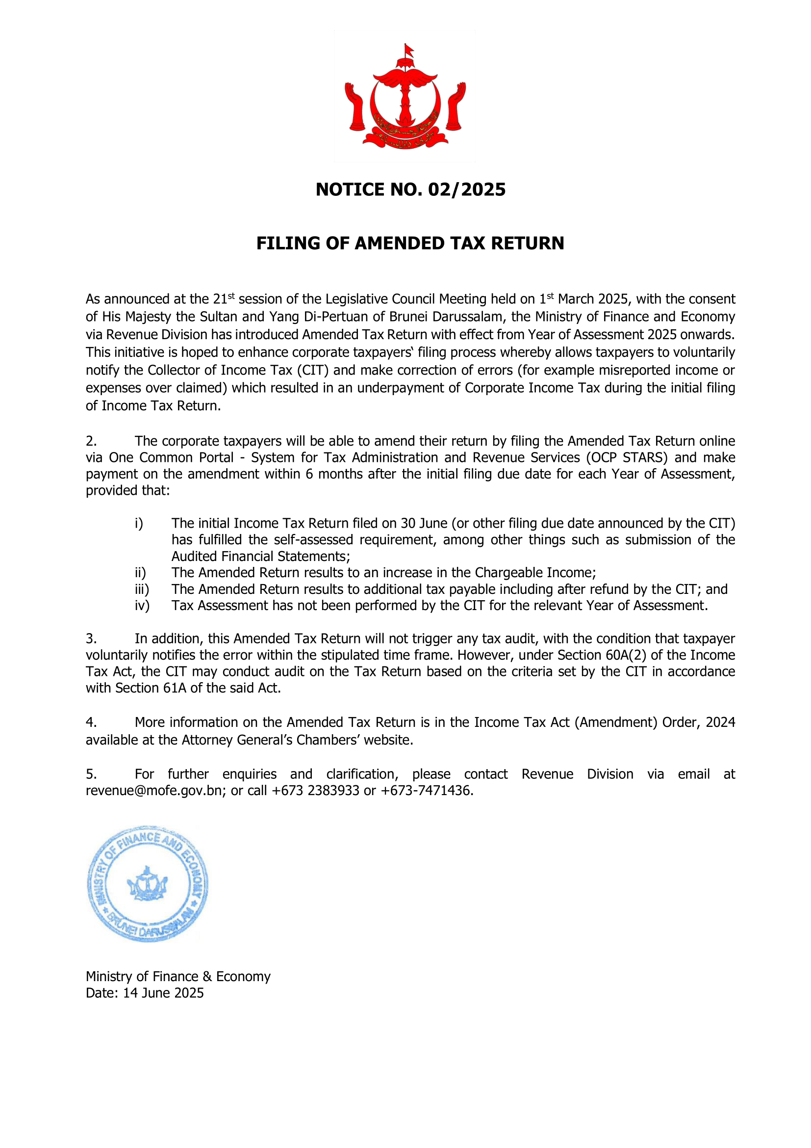 Amend Return Notice - english